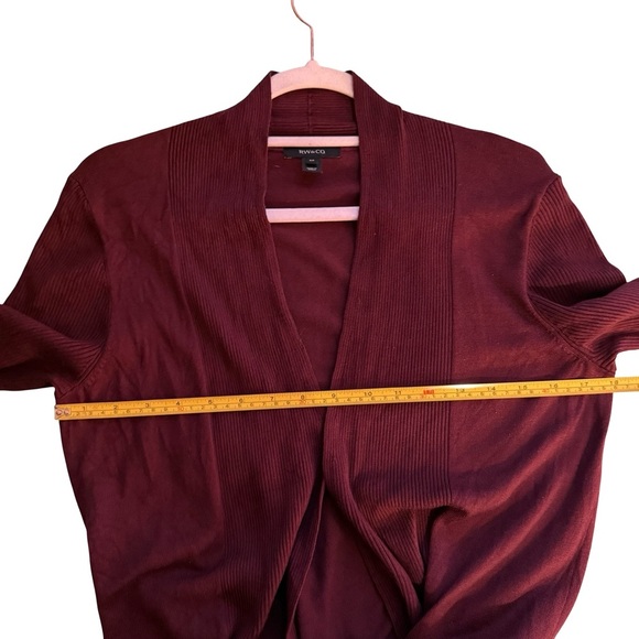 RW&CO. Deep Red Burgundy Knit Open Cardigan Size S Minimalist Cozy Office - Picture 8 of 12